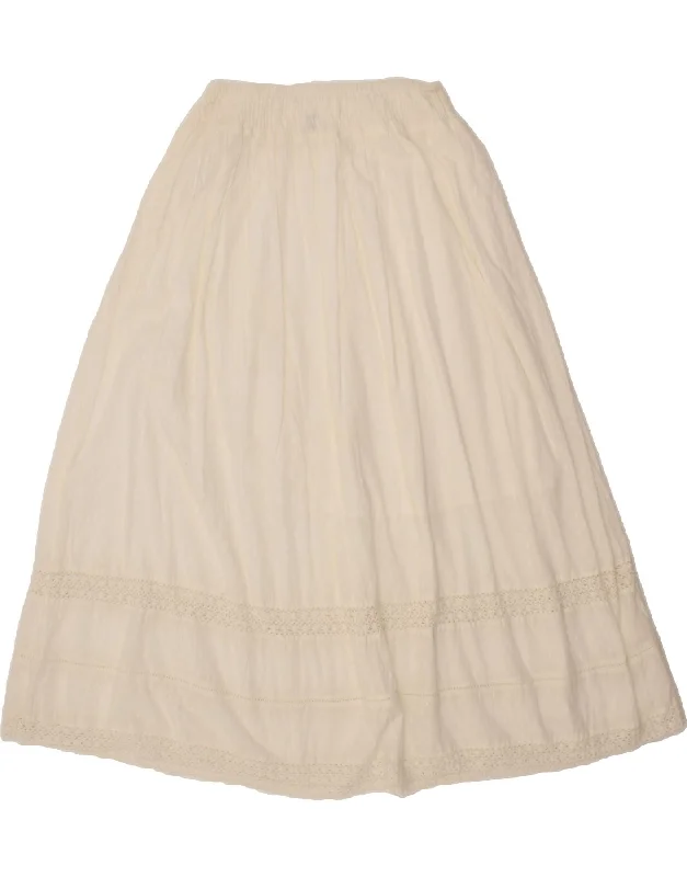 BENETTON Womens A-Line Skirt UK 12 Medium W28  White Cotton denim skirt classic