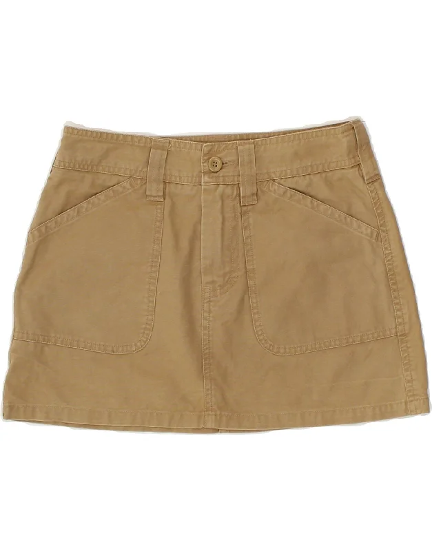 BENETTON Womens Mini Skirt IT 38 XS W28 Beige Cotton leather skirt sleek