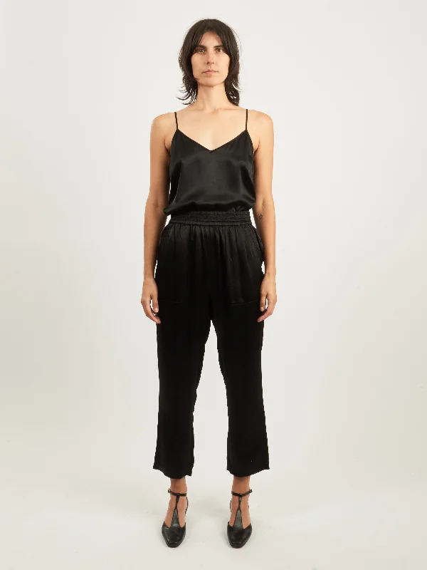 Black Trapunto Pant Formal Stretch Pants