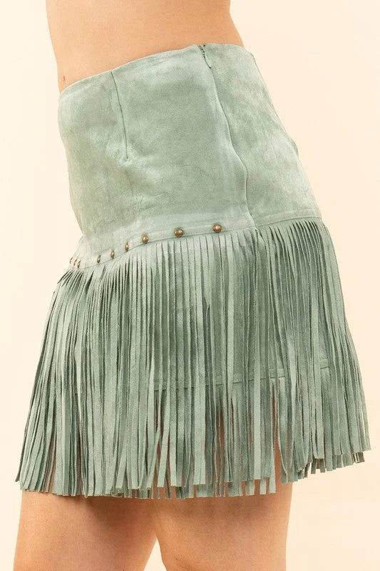 Fringe With Benefits Mint Suede Mini Skirt (size Medium) floral skirt print