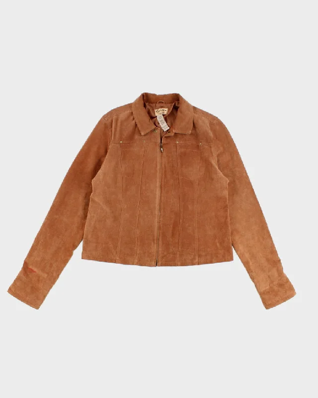 Vintage Women's Desert Tan Suede Jacket - L Snapped Jacket Toggled Jacket Drawstring Jacket