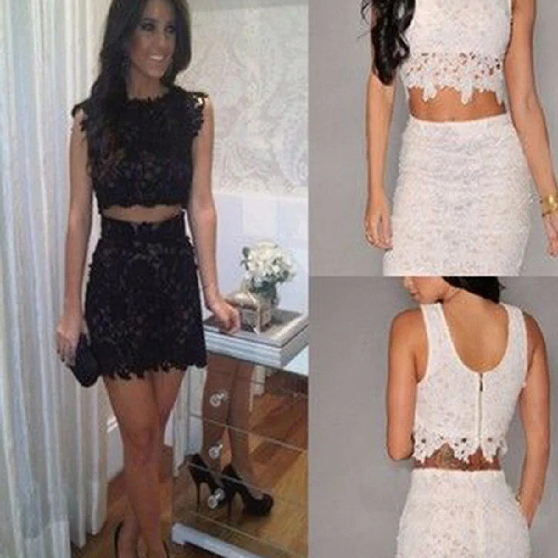 lace two pieces tight unique style simple casual homecoming prom dress,BD0087 Floral Print girly