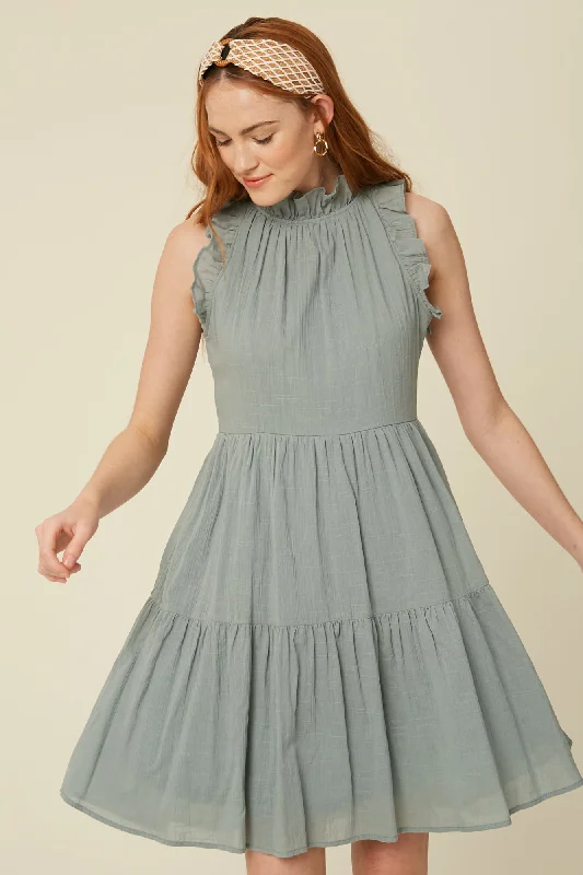 Luna Ruffle Dress Cowl Neckline Elegant