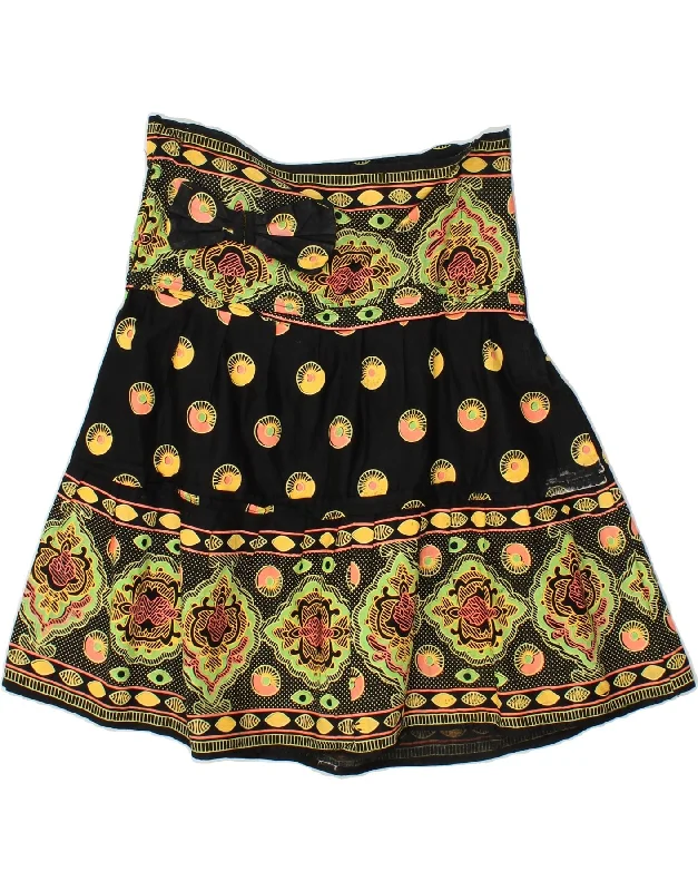 VINTAGE Womens Tiered Skirt W30 Medium  Black Geometric cashmere skirt soft