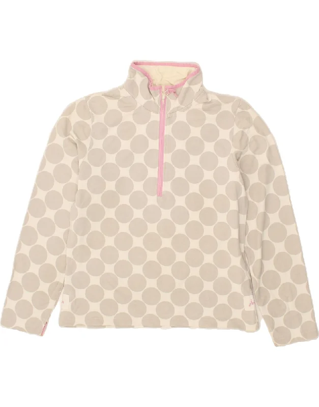 JOULES Womens Zip Neck Sweatshirt Jumper UK 14 Large Grey Spotted Hoodie with Metallic Shiny Futuristic JOULES Womens Zip Neck Sweatshirt Jumper UK 14 Large Grey Spotted Hoodie with Metallic Shiny Futuristic