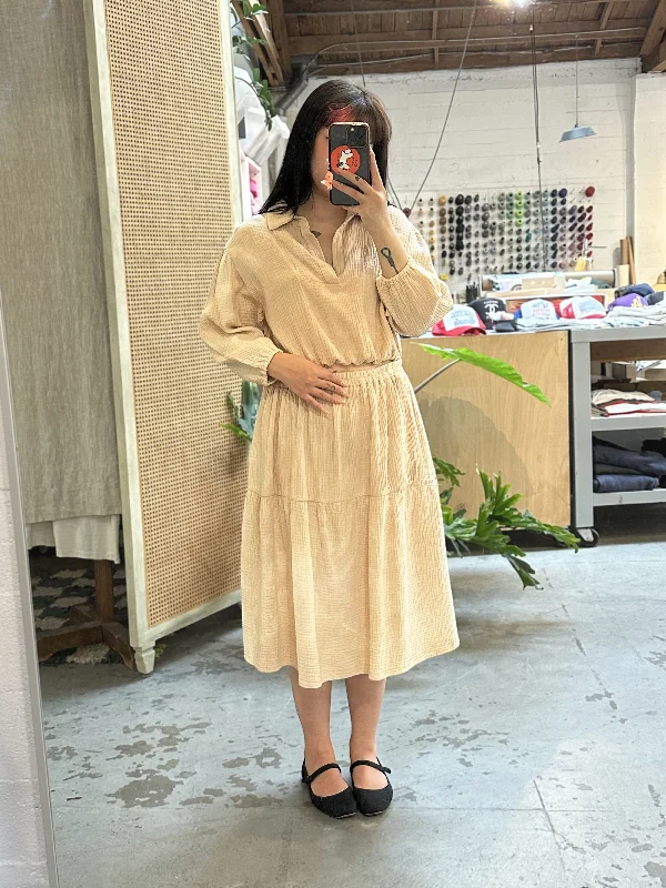 Tiered Midi Skirt in Sand summer skirt style