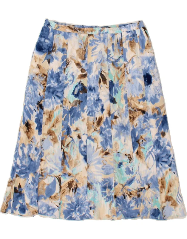 BRENDELLA Womens A-Line Skirt UK 16 Large W30  Blue Tie Dye Polyester wool skirt breathable
