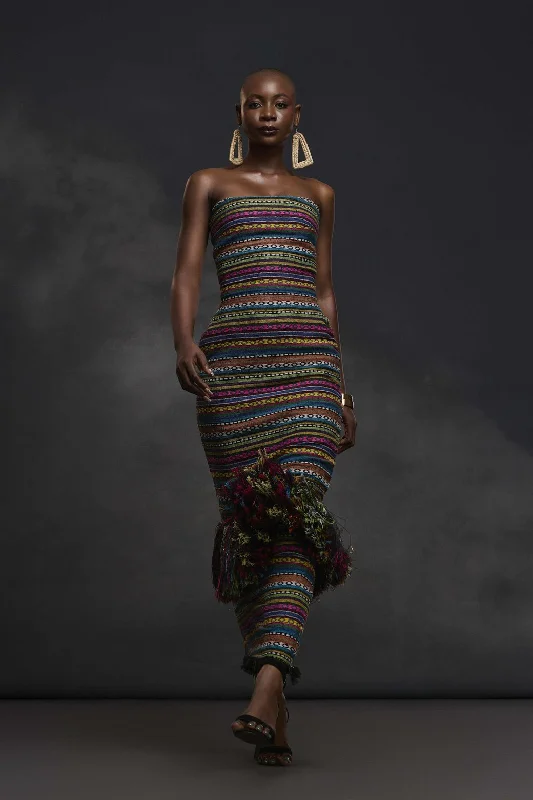 Adure Knit Dress Boatneck Modish Everyday