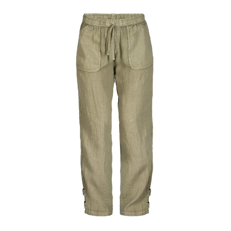 Amundsen Sports - Women's Safari Linen Garment Dyed Pants - Olive Ash Wide-Legged Palazzos
