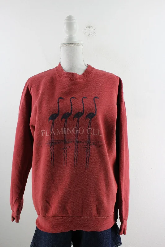 Vintage Flamingo Club Sweatshirt (M) Hoodie with Pattern Geometric Abstract