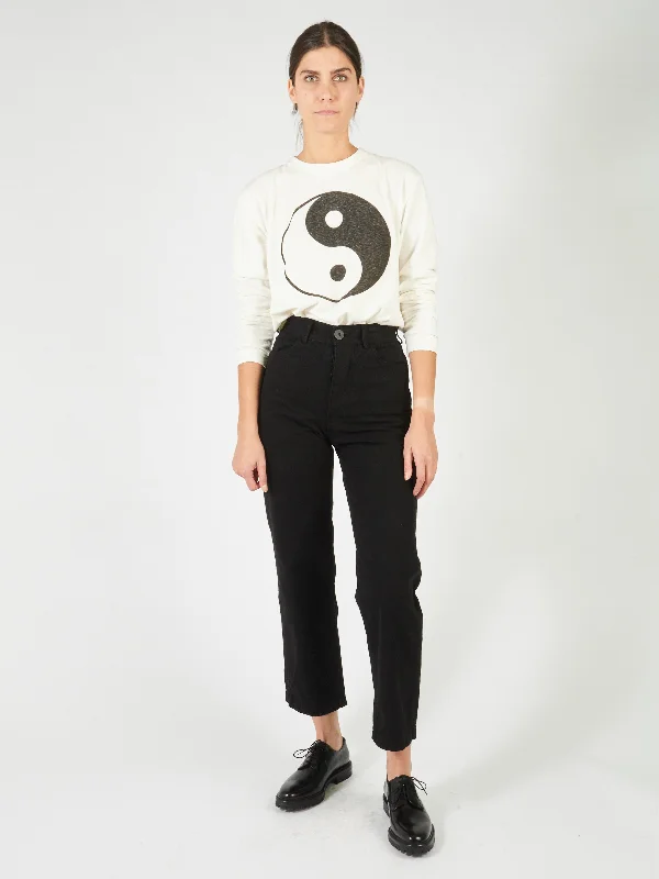 Black Handy Pants Comfy High-Waist Jeans