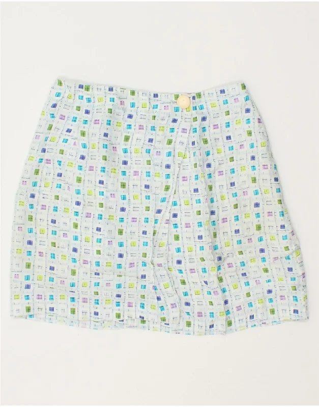 VINTAGE Womens Wrap Skirt UK 12 Medium W28  White Geometric Viscose linen skirt light