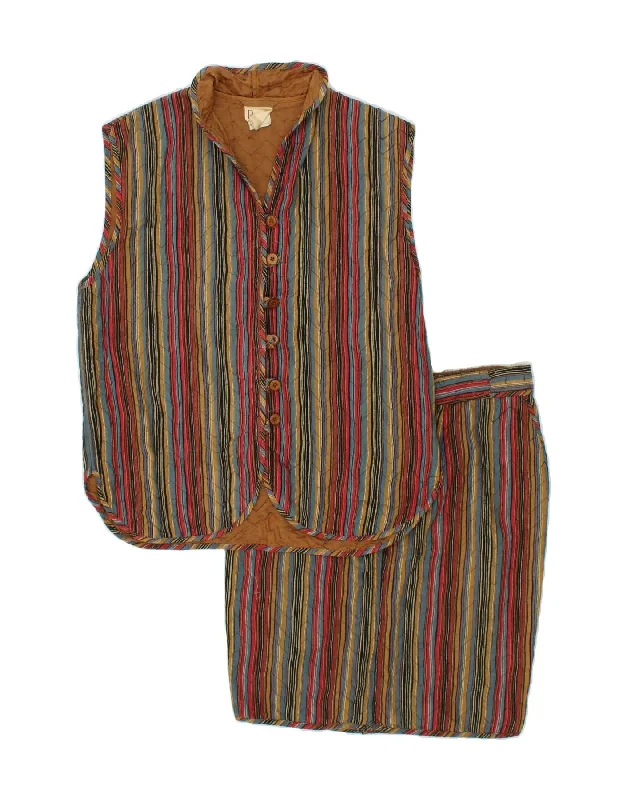 KRIZIA Womens 2 Piece Skirt Set IT 42 Medium W30 Brown Striped Cotton lace skirt intricate