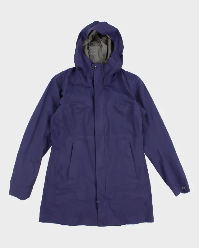 Womens Navy Blue Hooded Arc'teryx Windbreaker Jacket - M Faux Fur Jacket Real Fur Jacket Shearling Jacket