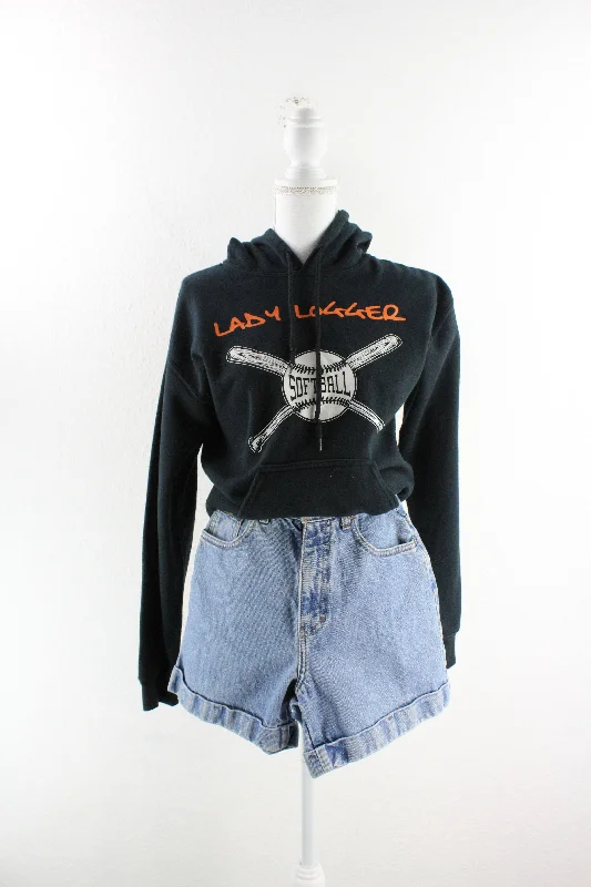 Vintage Softball Hoodie (S) Hoodie Crop Top Short Trendy