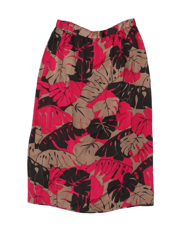 VINTAGE Womens Abstract Pattern Midi Skirt IT 46 Large W32  Pink patchwork skirt art