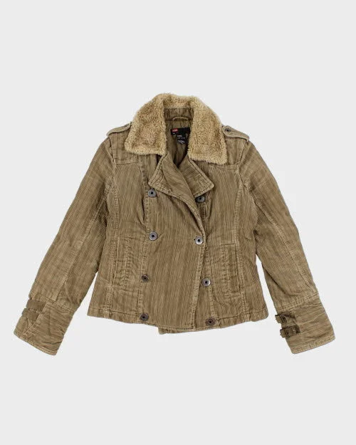 Y2k 00s Diesel Corduroy Lined Jacket - S Snapped Jacket Toggled Jacket Drawstring Jacket