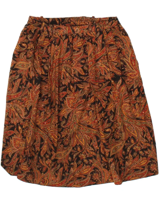 BHS Womens A-Line Skirt UK 18 XL W38   Brown Paisley Acrylic denim skirt trendy