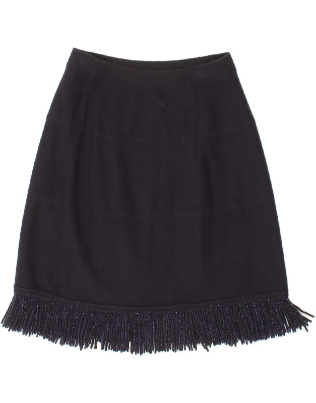 ANDRE MAURICE Womens A-Line Skirt Medium W30 L20 Navy Blue Cashmere leather skirt modern