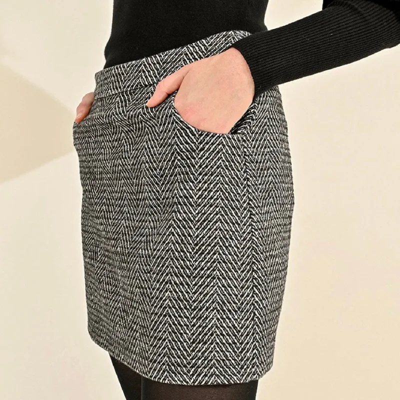 Molly bracken herringbone mini skirt silk skirt lustrous