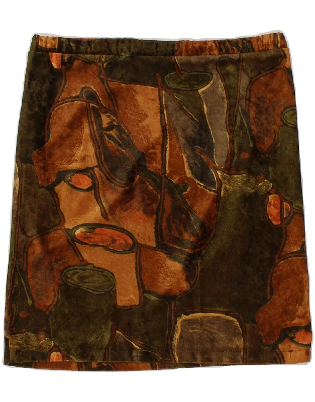 VINTAGE Womens Abstract Pattern Straight Skirt W36 XL Khaki breathable skirt fabric