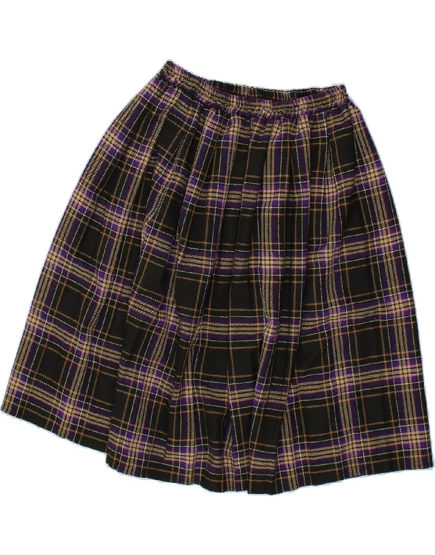 VINTAGE Womens A-Line Skirt W32 Large Black Plaid wool skirt thick
