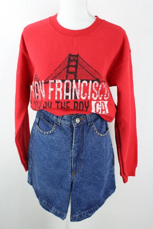 Vintage San Francisco Sweatshirt (L) Hoodie with Hem Detail Decorative Unique