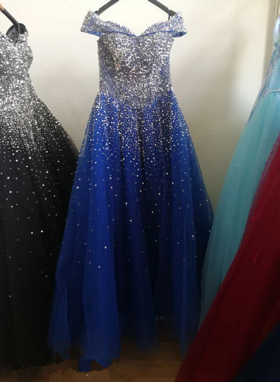 Glam Sparkle Handmade Sequins Long Party Dress, Off Shoulder Formal Gown Tunics Stylish modern