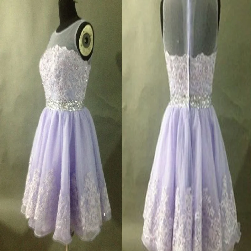Lilac see through tulle cute appliques freshman homecoming prom dress,BD0027 sweetheart Neckline Romantic