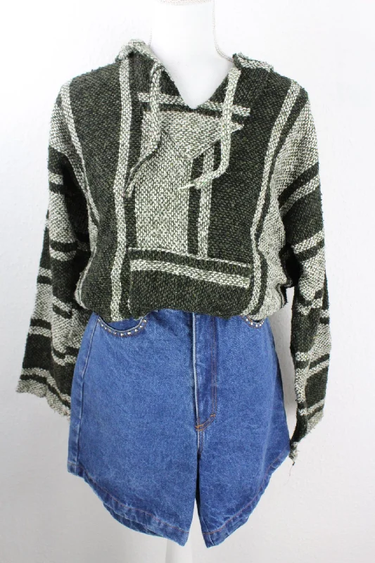 Vintage Green Knit Hoodie (L) Hoodie Jacket Zipper Layering