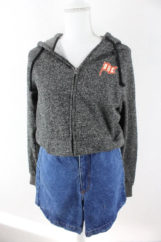 Vintage Grey Basic Zip Hoodie (M) Hoodie with Slim Fit Tailored Modern