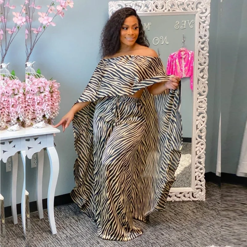 2 Piece Set Women Africa Clothes African Dashiki New Fashion Two Piece Suit Long Tops + Wide Pants Party Plus Size For Lady Elegant Dress Pants