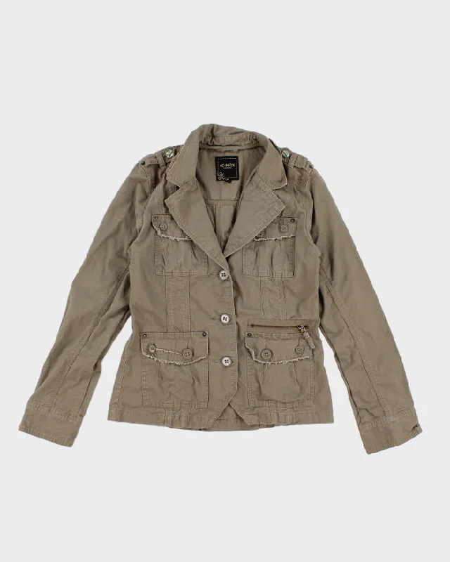 Y2K 00s Fitted Cargo Jacket - M Satin Jacket Silk Jacket Chiffon Jacket
