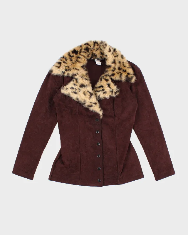 Y2K 00s Betsey Johnson Faux Leopard Collared Jacket - M One-Shoulder Jacket Off-the-Shoulder Jacket Asymmetrical Jacket Y2K 00s Betsey Johnson Faux Leopard Collared Jacket - M One-Shoulder Jacket Off-the-Shoulder Jacket Asymmetrical Jacket