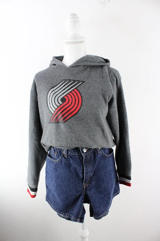 Vintage Grey NBA Hoodie (M) Hoodie with Bell Sleeves Flared Feminine