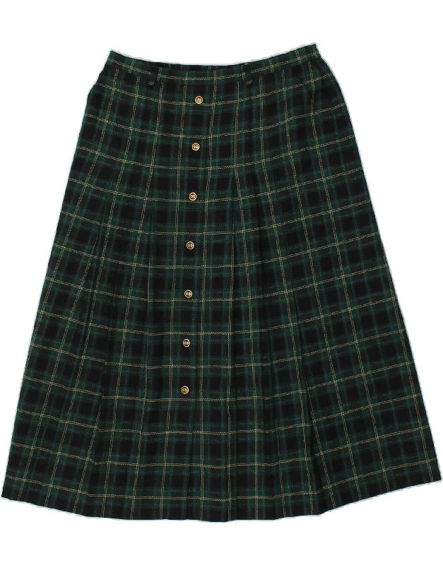 ARA Womens A-Line Skirt EU 44 XL W36  Green Check New Wool athletic skirt fit