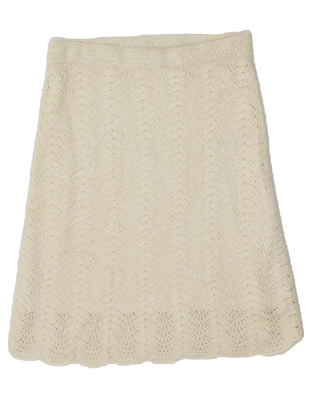 LUISA SPAGNOLI Womens Crochet A-Line Skirt W28 Medium Off White Viscose velvet skirt sumptuous