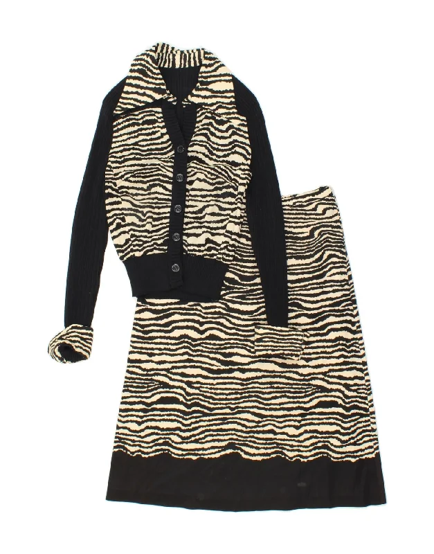 VINTAGE Womens Abstract Pattern 2 Piece Skirt Set IT 40 Small W27  Black velvet skirt plush