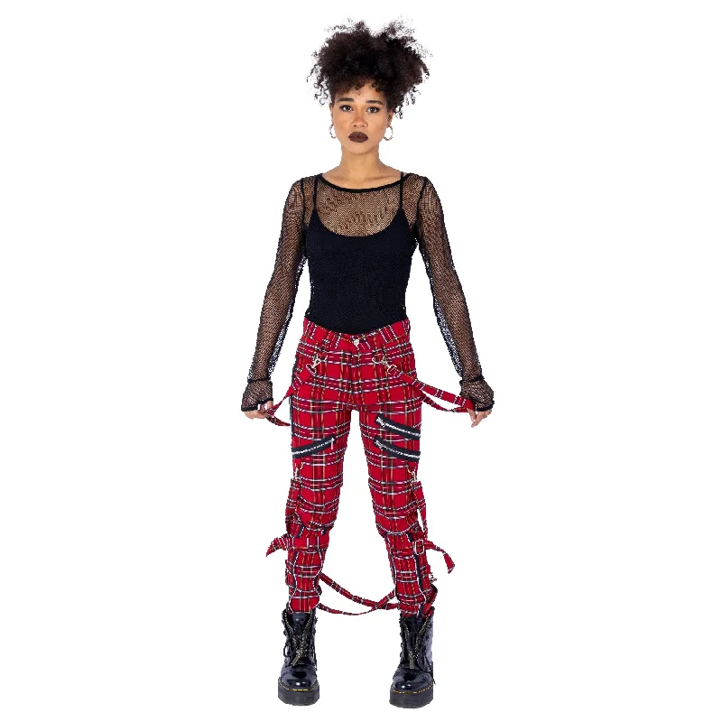 MEISSA PANTS - RED CHECK Comfortable Denim Leggings