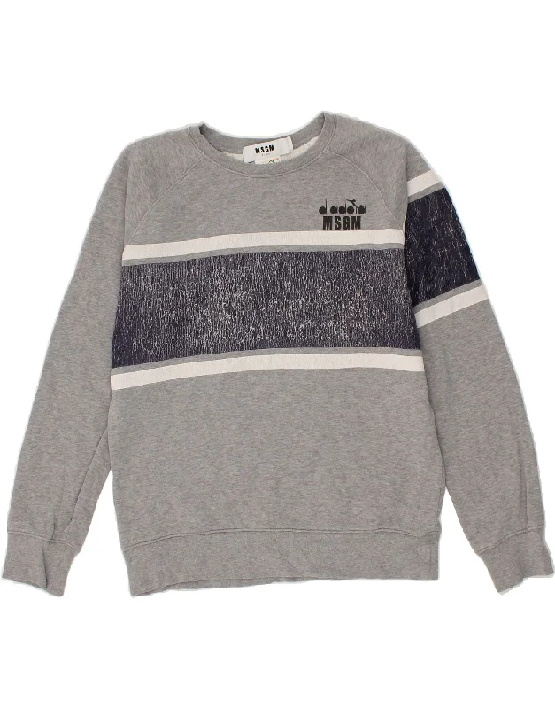 DIADORA Womens Milano Sweatshirt Jumper UK 14 Medium Grey Colourblock Hoodie with Zipper Placket Modern Functional