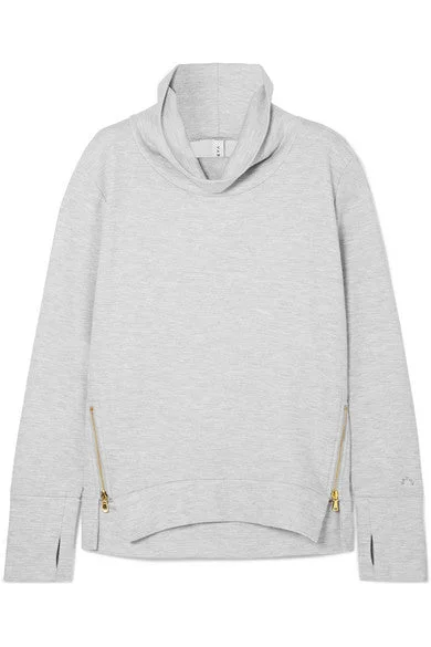 Clement zip-embellished stretch cotton-blend jersey sweatshirt Hoodie with Distressed Vintage Worn
