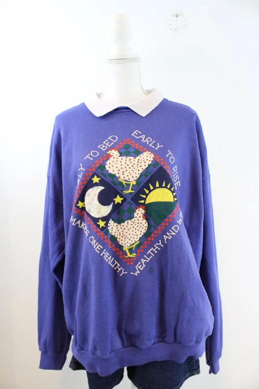 Vintage Hen Sweatshirt (XL) Hoodie with Camouflage Military Edgy