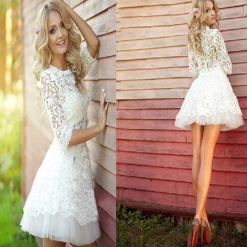 2016 popular long sleeve Lace see through cute homecoming prom dress,BD0001 Tunics Trendy modern