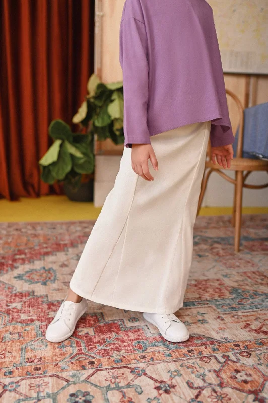 The Tanah Glory Skirt - White denim skirt durable