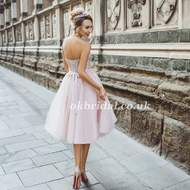 Sweet Heart Homecoming Dress, Tulle Homecoming Dress, Applique Junior School Dress, Backless Homecoming Dress, LB0961 Halter Neckline Beach