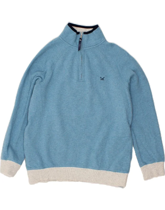 CREW CLOTHING Womens Sweatshirt Jumper UK 12 Medium Blue Colourblock Hoodie with Hem Contrast Bold Stylish