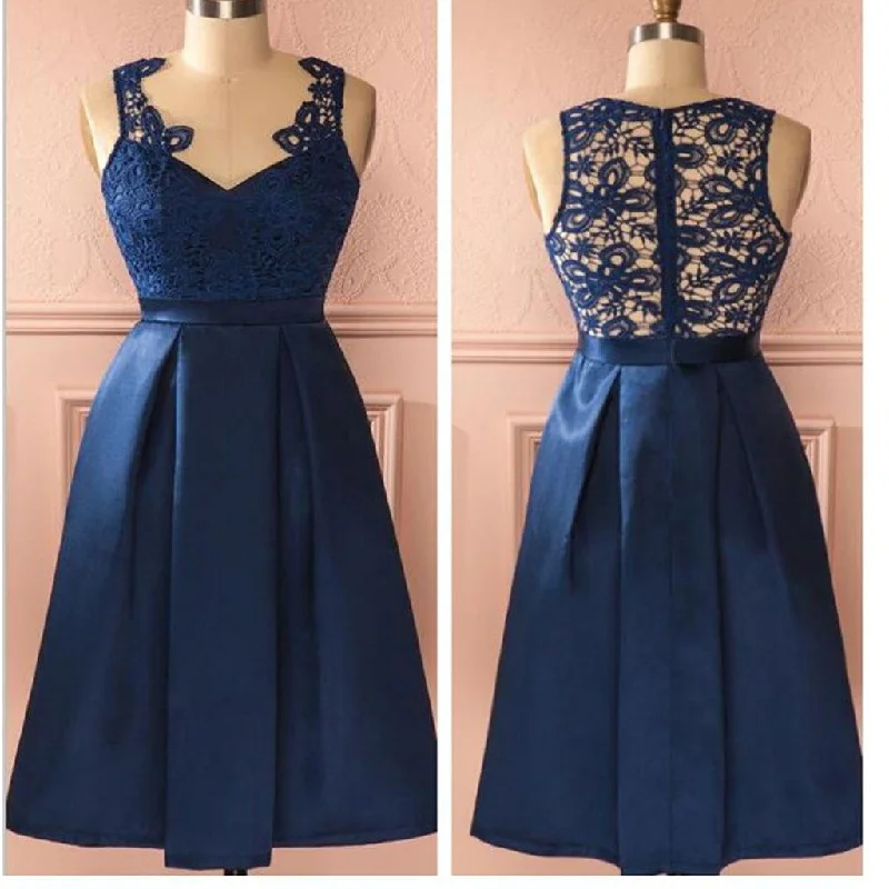 Blue vintage lace simple unique style homecoming prom dress,BD0073 Tunics Stylish modern