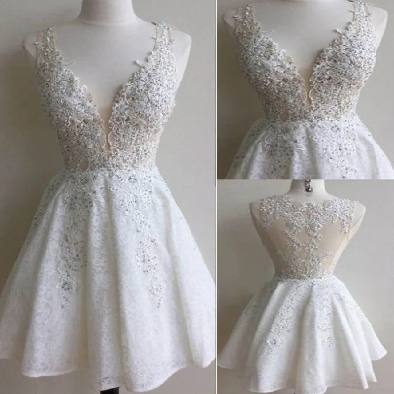 2016 popular white lace see through gorgeous freshman cute homecoming prom gowns dress,BD0069 Tunics Cozy comfortable