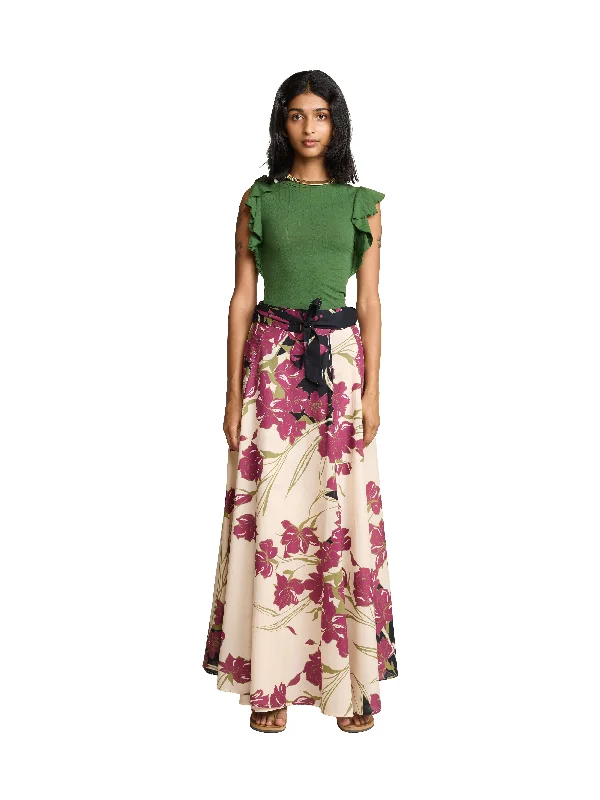 Maxi Skirt in Purple Floral lightweight skirt design