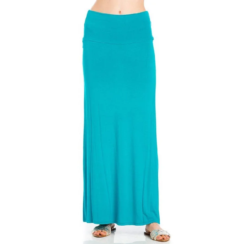 High Waist Solid Soft Maxi Skirt in Jade corduroy skirt cozy